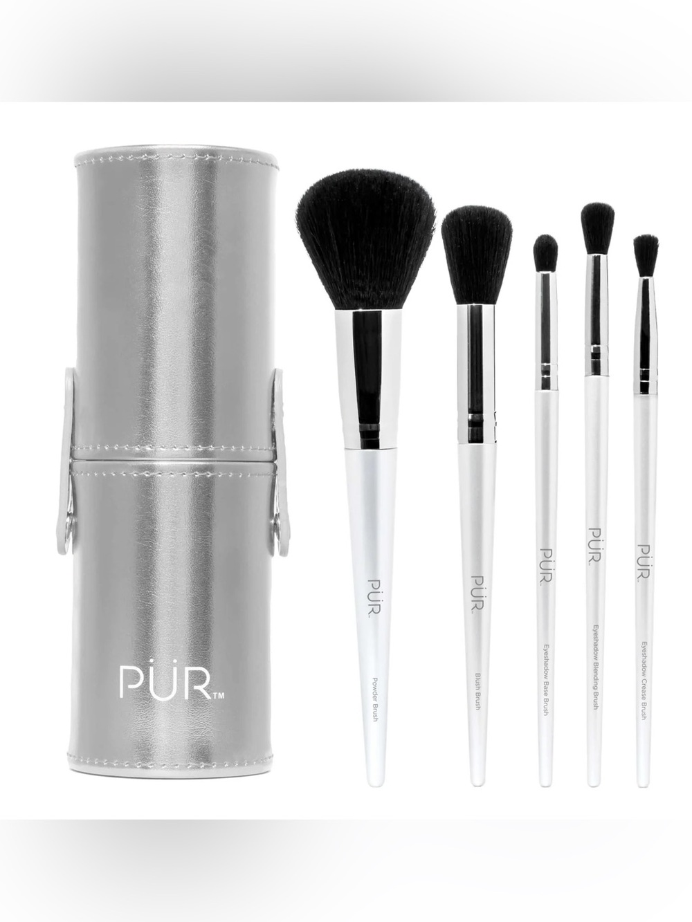 PUR 5-Piece Makeup Brush Set with Silver Case